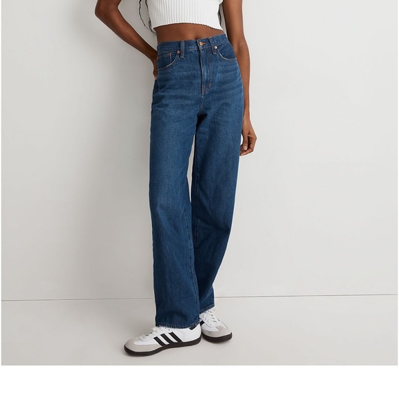 NWT! Madewell Baggy Straight Jeans in Dark Worn Indigo Wash - Picture 1 of 10